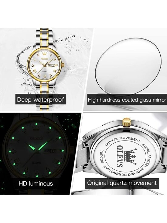 Women\'s White Stainless Steel Fashion Quartz Analog Waterproof Dress Wrist Watch main image 4